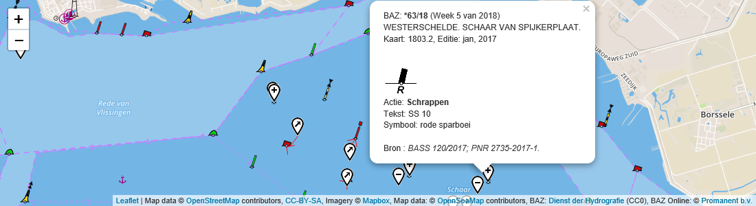 Voorbeeld van enkele BAZ op de Westerschelde