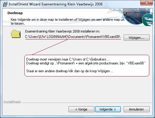 Doelmap installatie