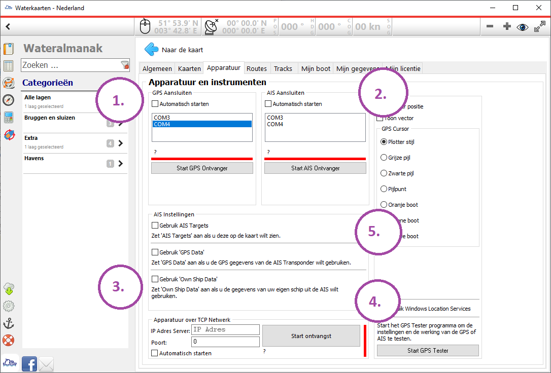 GPS en AIS Instellingen